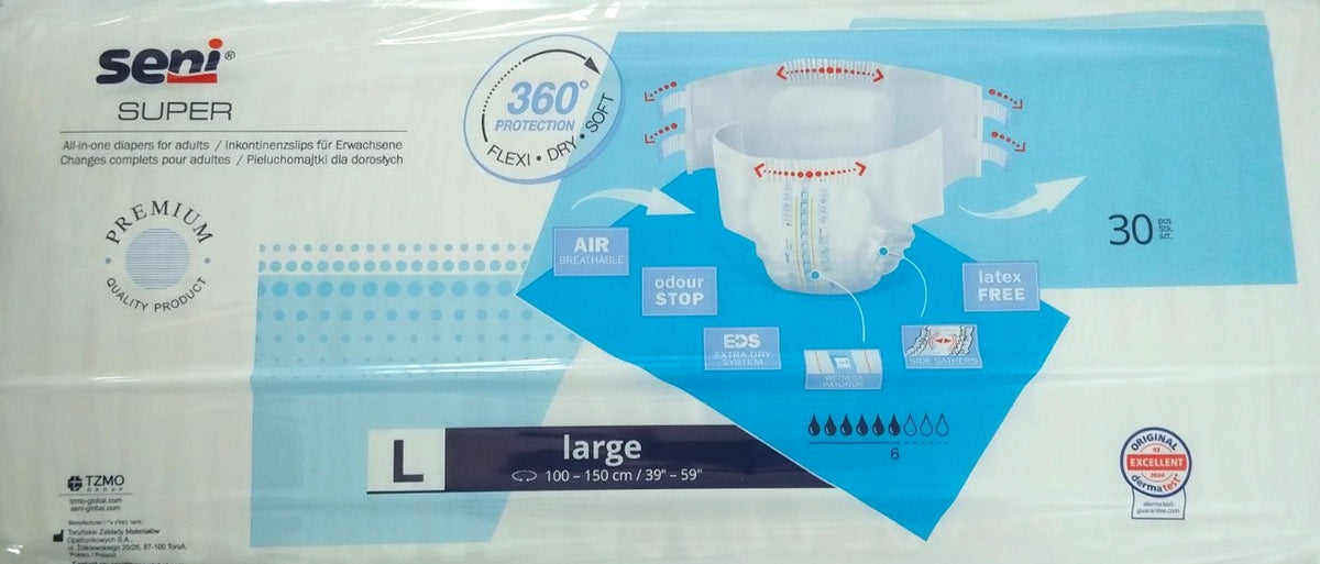 Seni Super Large Air Adult Incontinence Briefs, 30 pcs, 100-150 cm - Image 2