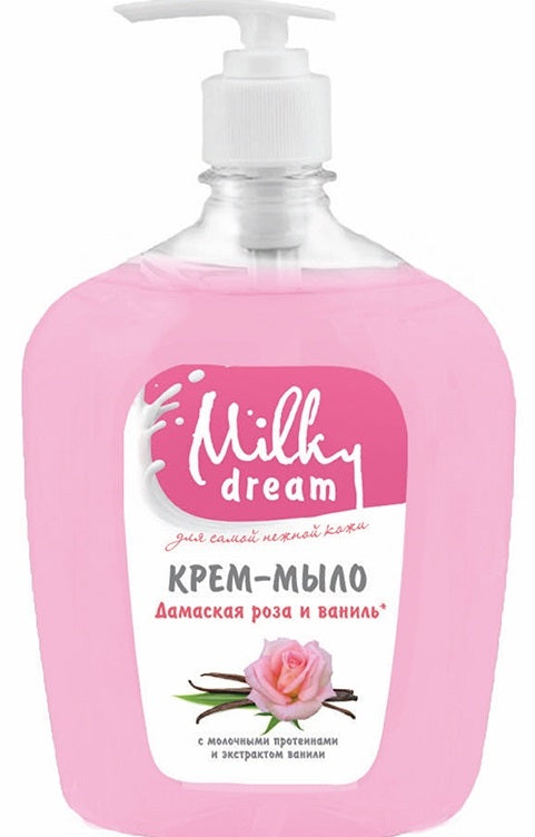 Milky Dream Damask Rose & Vanilla Liquid Cream Soap with Pump, 1 L