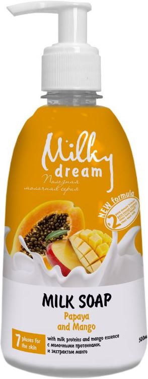 Milky Dream Papaya & Mango Liquid Cream Soap with Pump, 500 mL