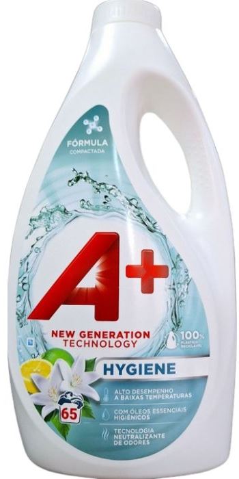 A+ Hygiene Phosphate-Free Liquid Laundry Detergent, 65 Loads, 2.925 L