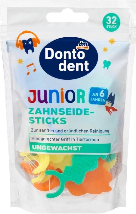 Dontodent Junior Kids Dental Floss, Age 6+, 32 pcs