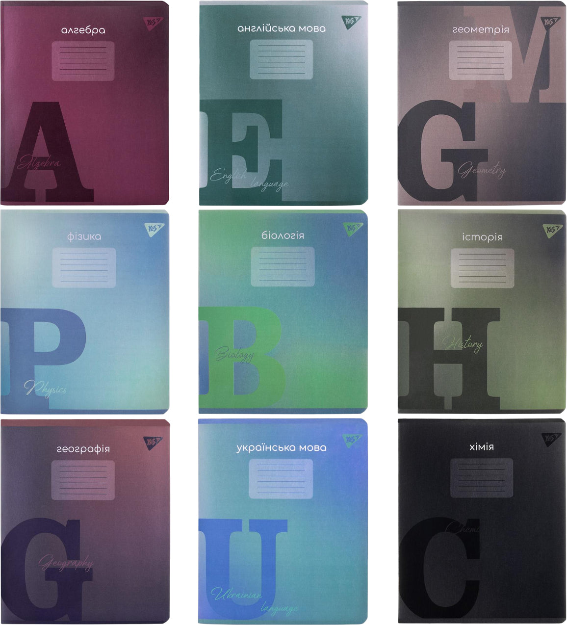 Yes Fushion Subject Notebook Set, 48 Sheets Each, 9 Count