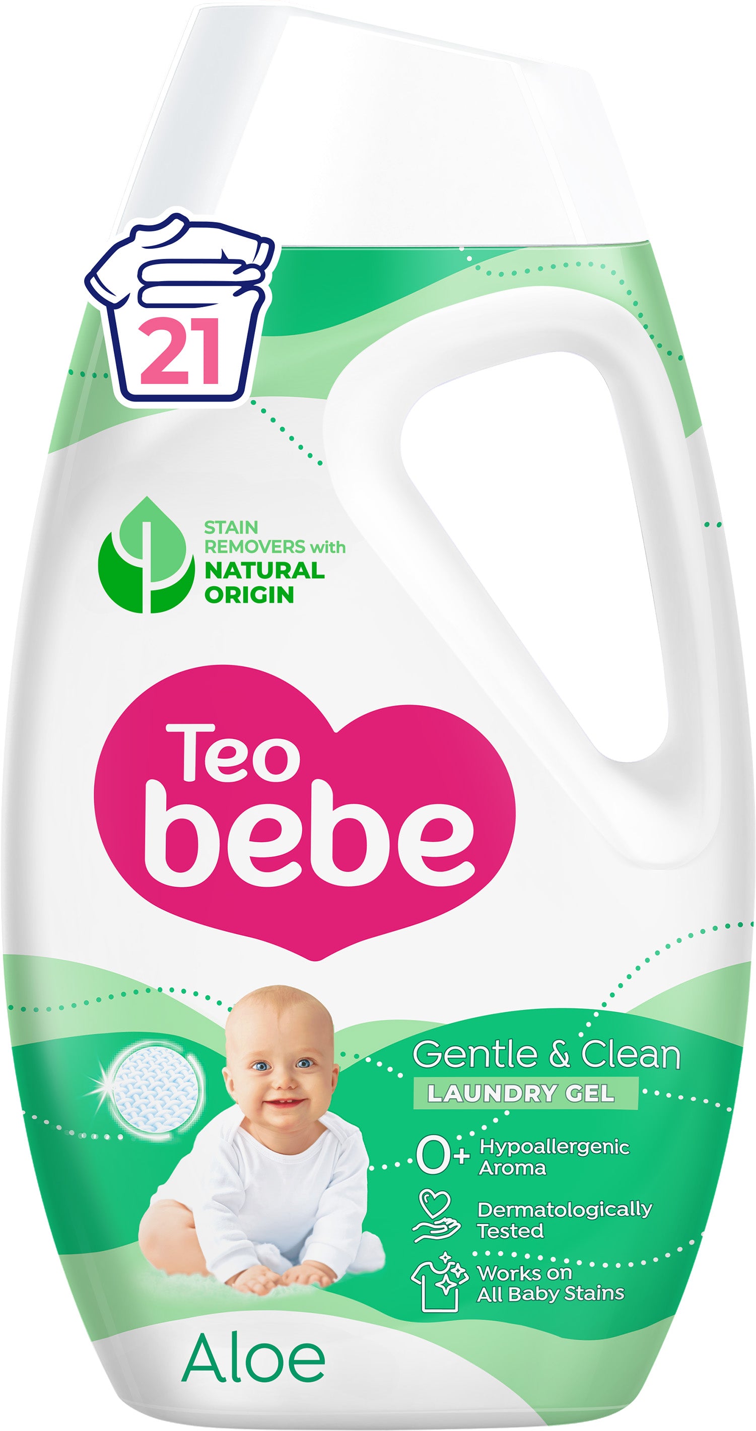 Teo Bebe Gentle & Clean Aloe Baby Liquid Laundry Detergent, 21 Loads, 945 mL