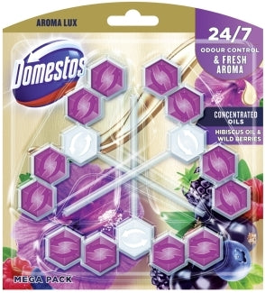 Domestos Aroma Lux Hibiscus & Forest Berries Freshness Toilet Blocks, 3 x 55 g