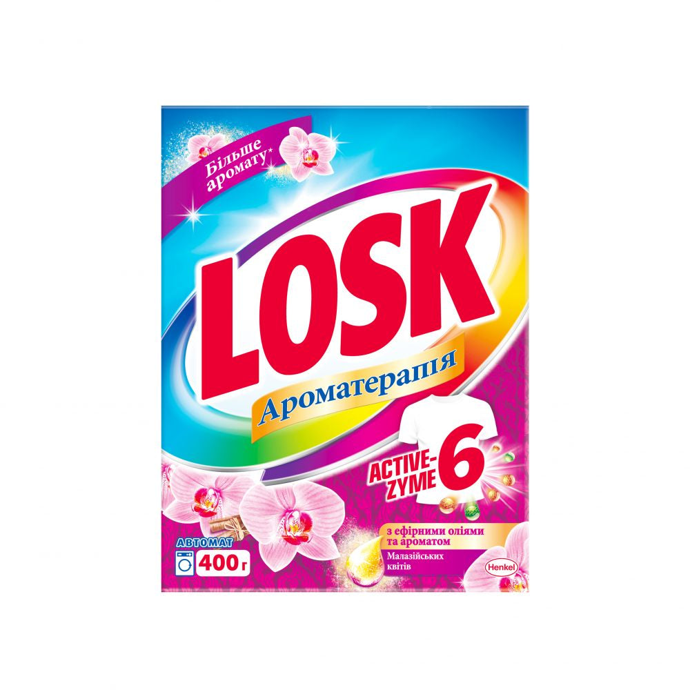 Losk Aromatherapy Malaysian Flowers Automatic Laundry Detergent Powder, 400 g