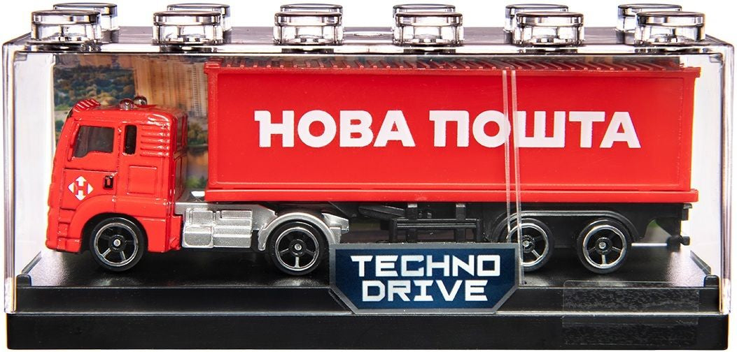 Techno Drive 250416CG Truck Nova Poshta v plastykovomu boksi (batareyky, Music, Light) Toy Vehicle Model - Image 2