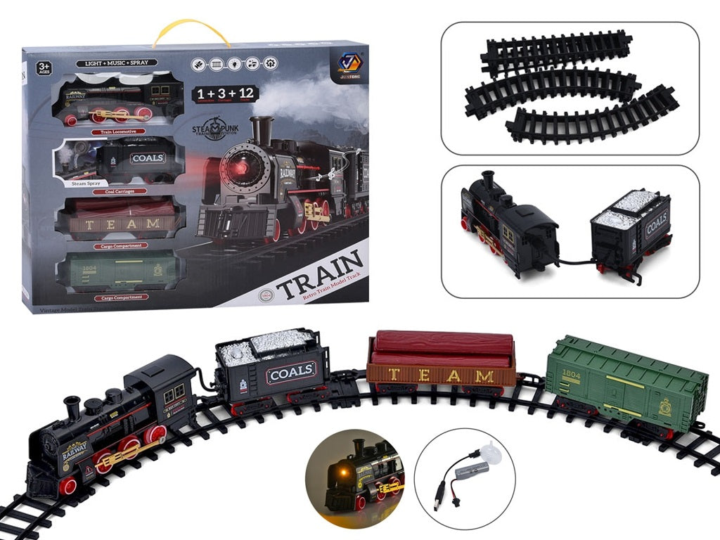 652-X16 4 Music, Light, Smoke, Track Toy Railway Set, 129 x 78 cm