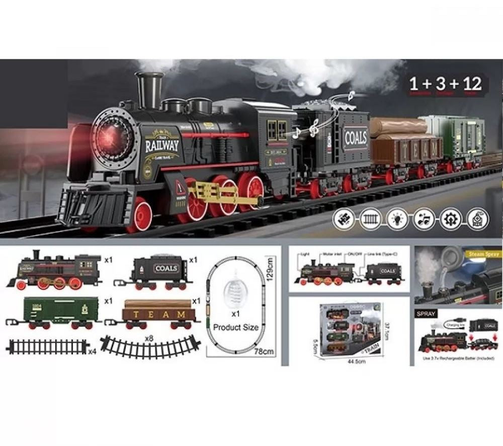652-X16 4 Music, Light, Smoke, Track Toy Railway Set, 129 x 78 cm - Image 2