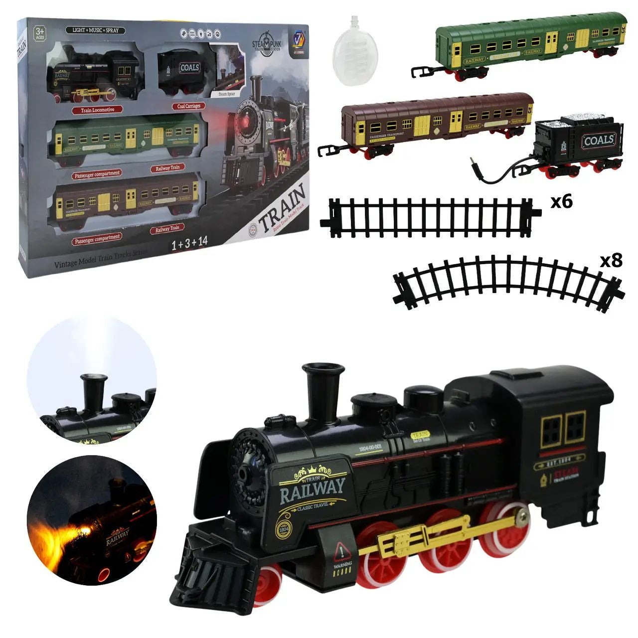 652-X23 Light, Sound, Steam, Track Toy Railway Set, 154 x 78 cm