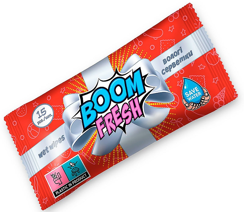 Boom Fresh Wet Wipes, 15 pcs