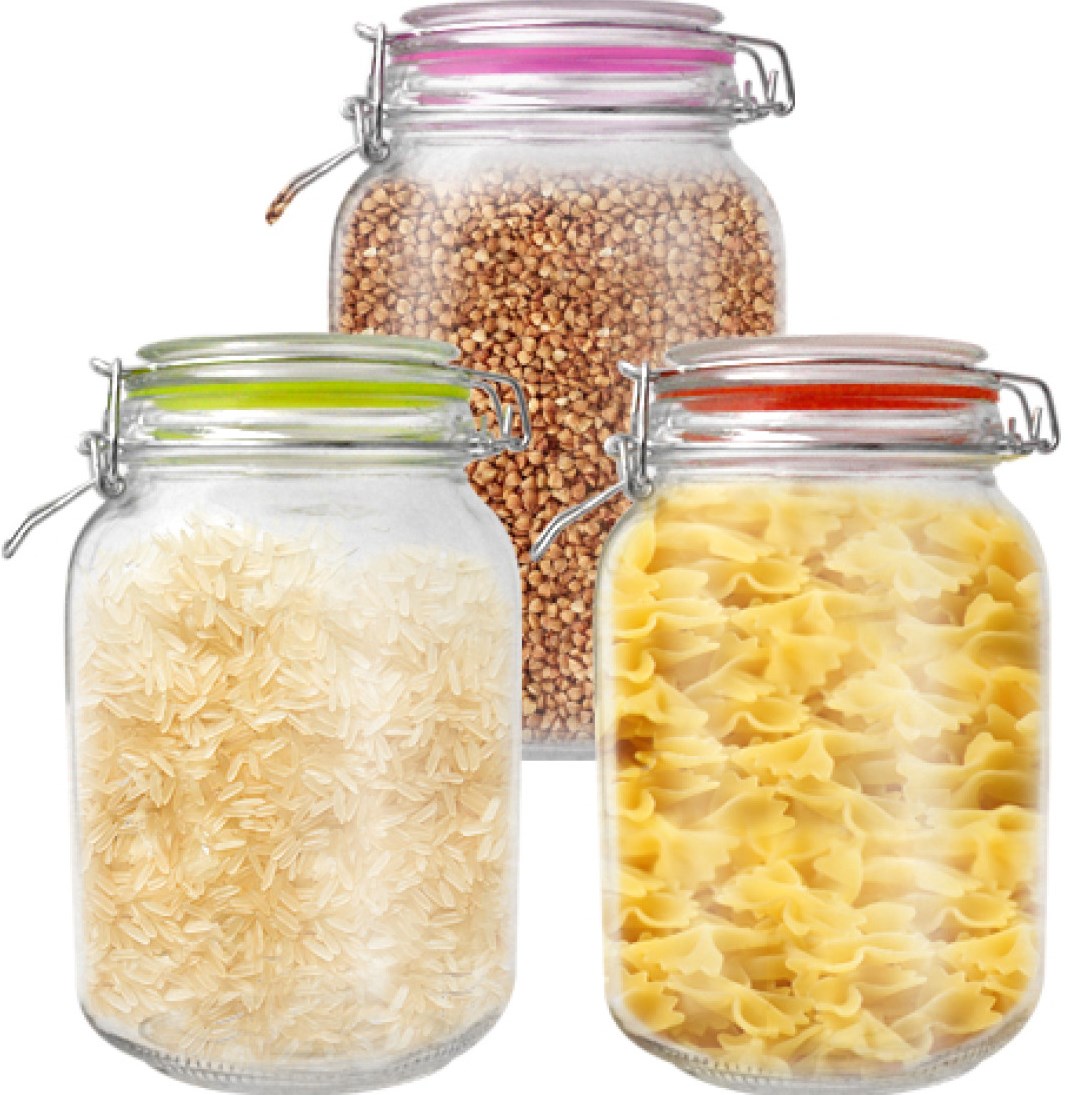 S&T 7058-1 Clamp-Lid Glass Storage Jar, 1.65 L