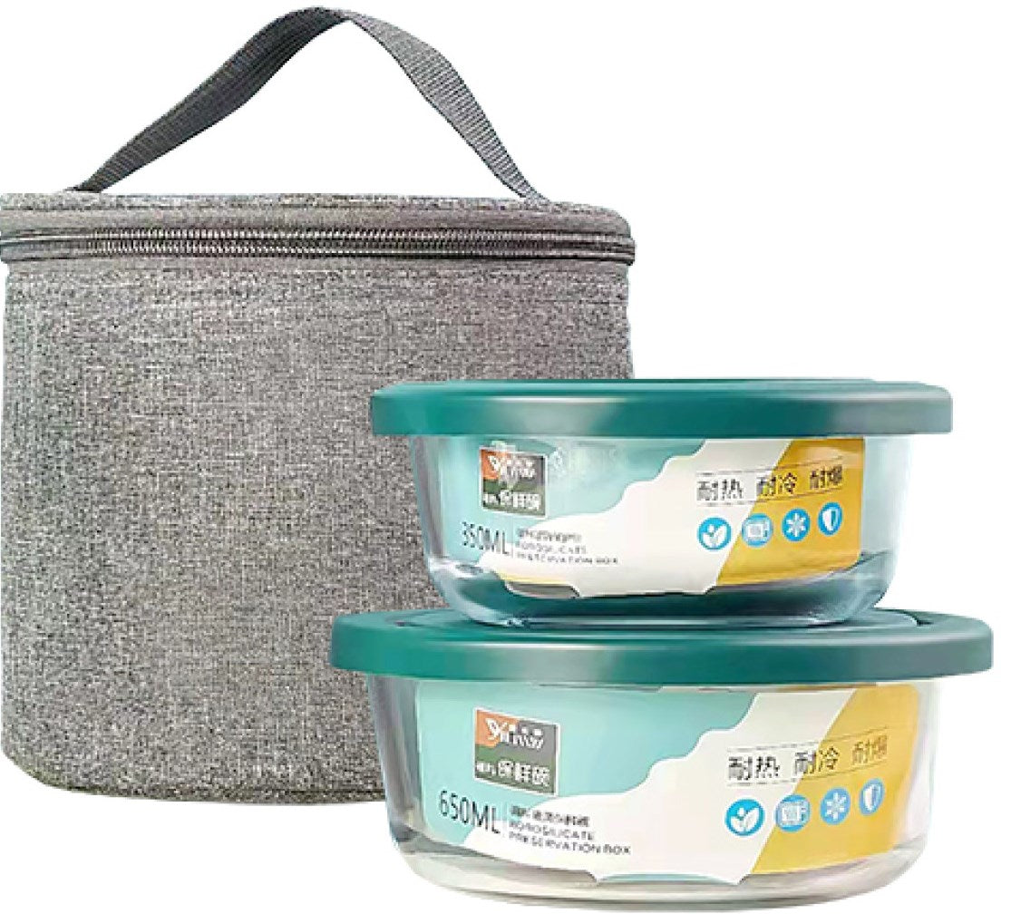 S&T 6050-02 Lunch 2-Piece Container Set in Bag, 350 mL + 650 mL