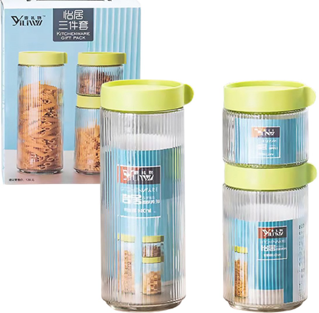 S&T 6060-02 Basic 3-Piece Container Set in Box, 300 mL + 600 mL + 980 mL