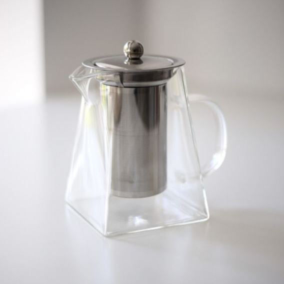 S&T 767-14 Geometry Glass Teapot with Metal Infuser, 950 mL