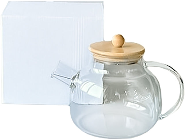 S&T 767-1 Classic Glass Teapot with Bamboo Lid, 1 L