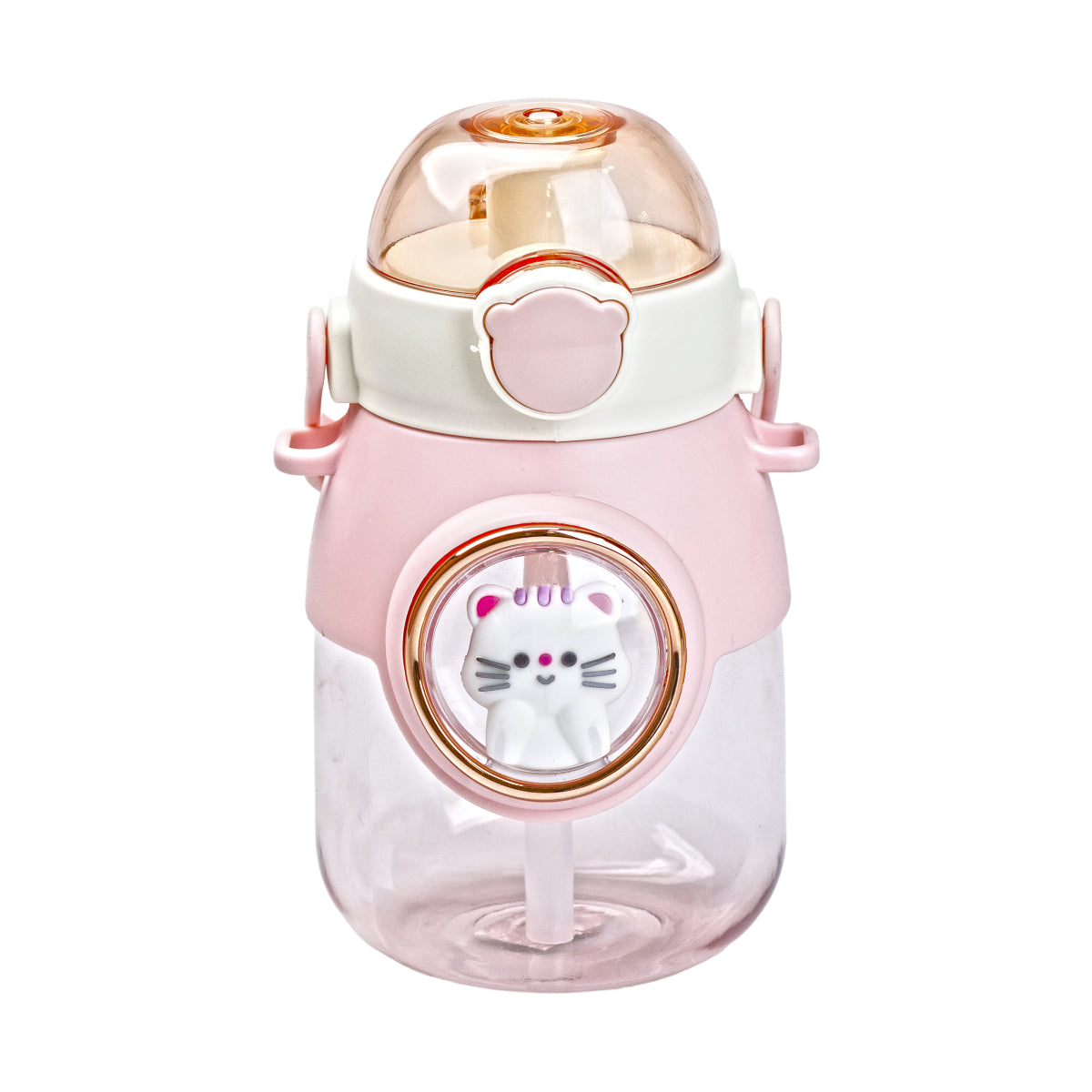 8019 Pink Kids' Water Bottle with Handle, Straw & Strap, 800 mL - Image 2