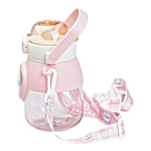 8019 Pink Kids' Water Bottle with Handle, Straw & Strap, 800 mL - Image 3