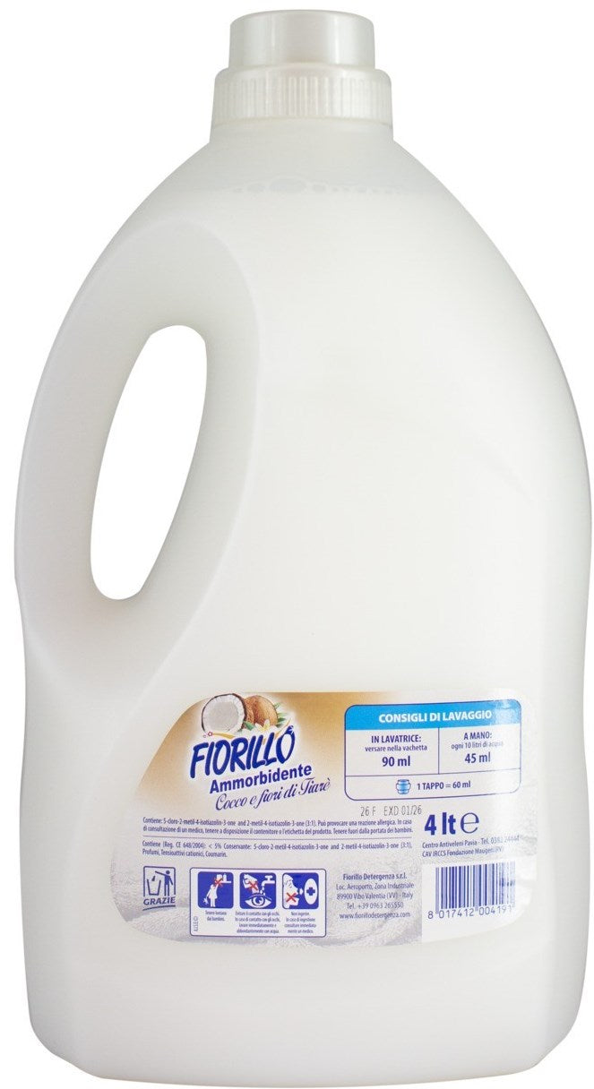 Fiorillo Coconut & Tiare Flowers Fabric Softener, 44 Loads, 4 L - Image 2