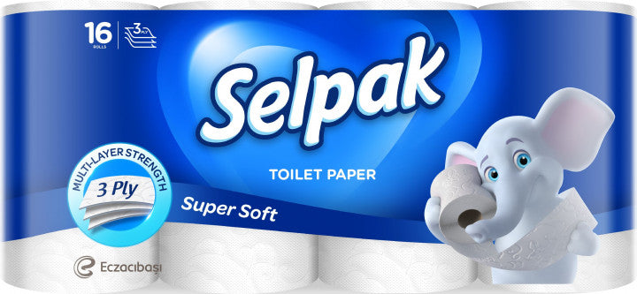 Selpak 3-Ply White Toilet Paper, 16 Rolls