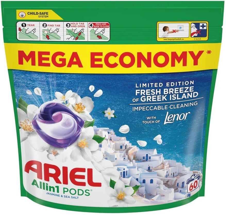 Ariel Fresh Breeze of Greek Island Laundry Detergent Pods, 60 pcs (Price per 1 pc)