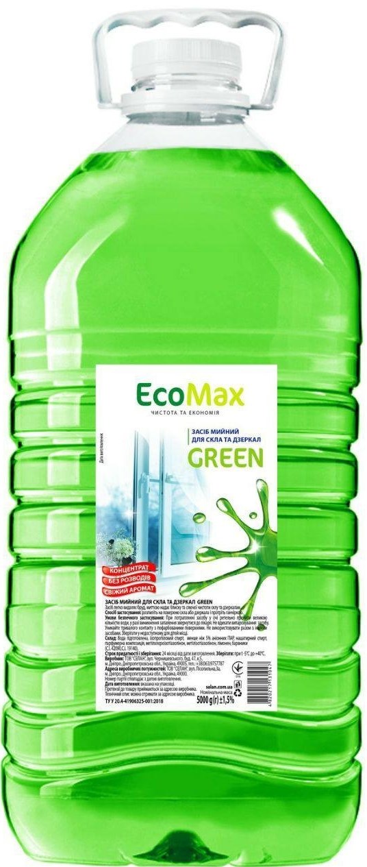 EcoMax Green Glass Cleaner, 5 L
