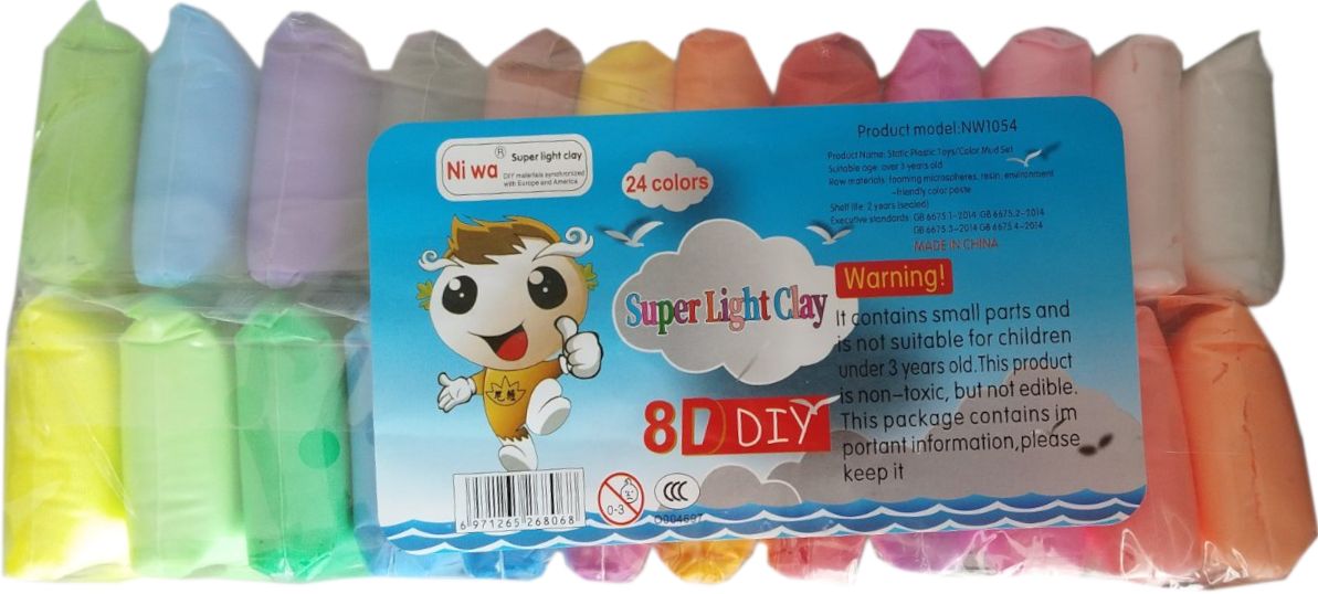 Super Light Clay NW1054 8D Air-Dry Modeling Clay, 24 Colors