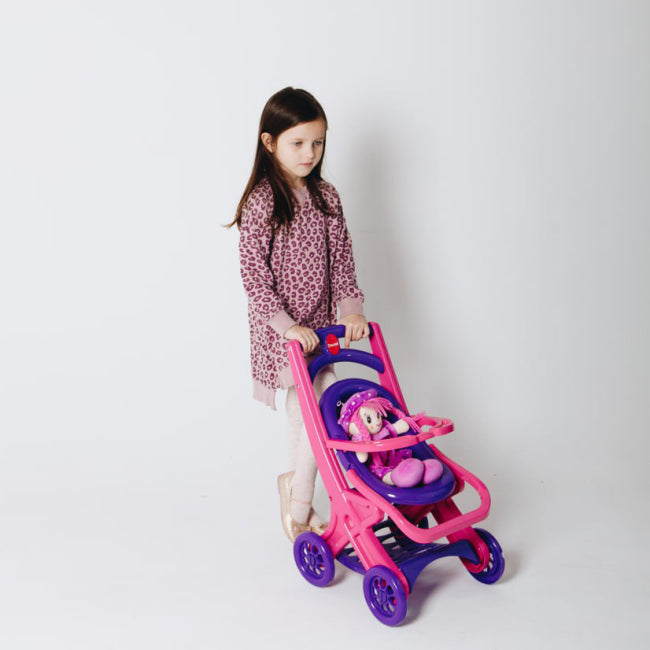 Doloni 0122/02 Doll Stroller with Reclining Seat, Purple & Pink - Image 4