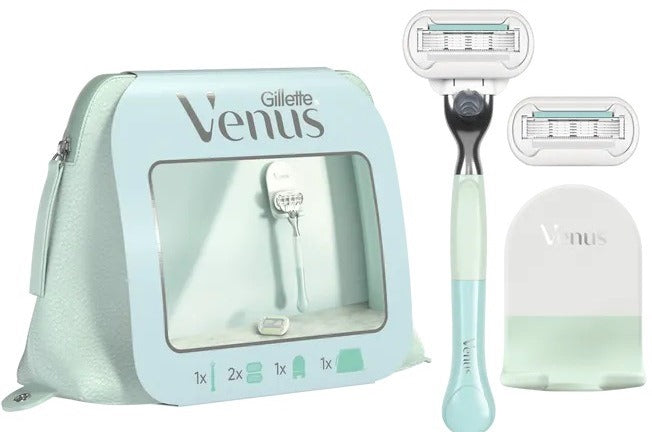 Gillette Venus Extra Smooth Sensitive Women's Razor with Handle & 2 Cartridges in Cosmetic Bag