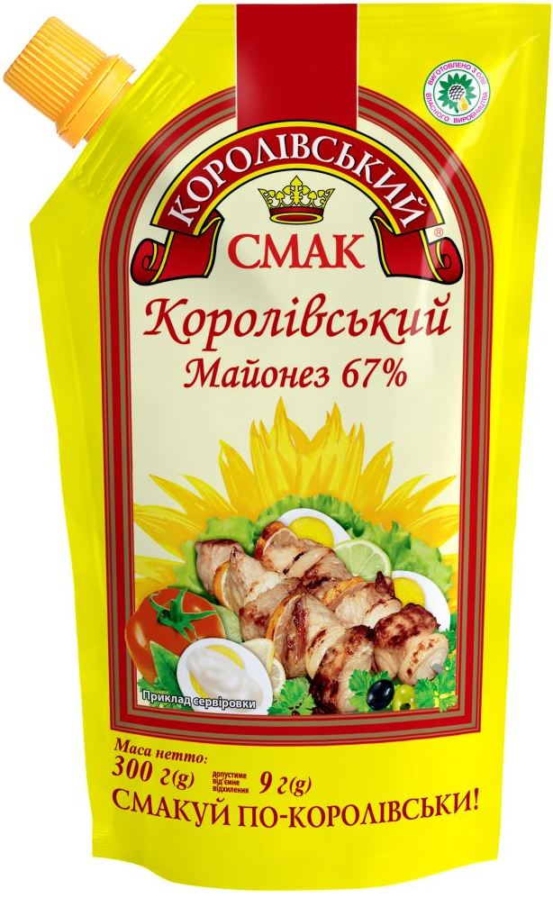 Korolivskyi Smak 67% Mayonnaise in Stand-Up Pouch, 300 g