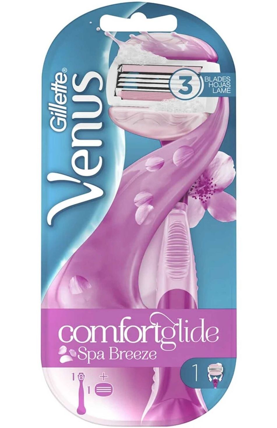 Gillette Venus SPA ComfortGlide Breeze Women's Razor Handle with 1 Cartridge