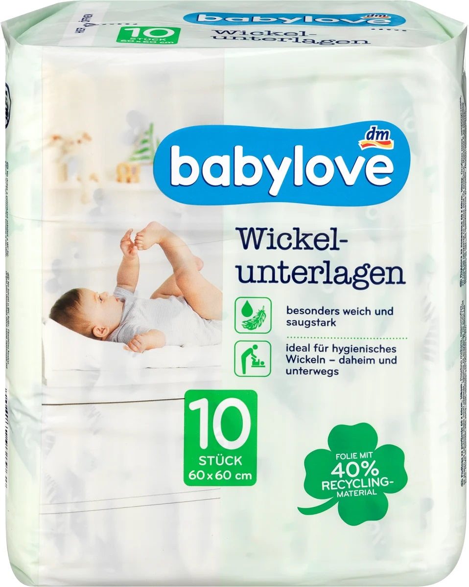 Babylove Baby Changing Pads, 60 x 60 cm, 10 pcs