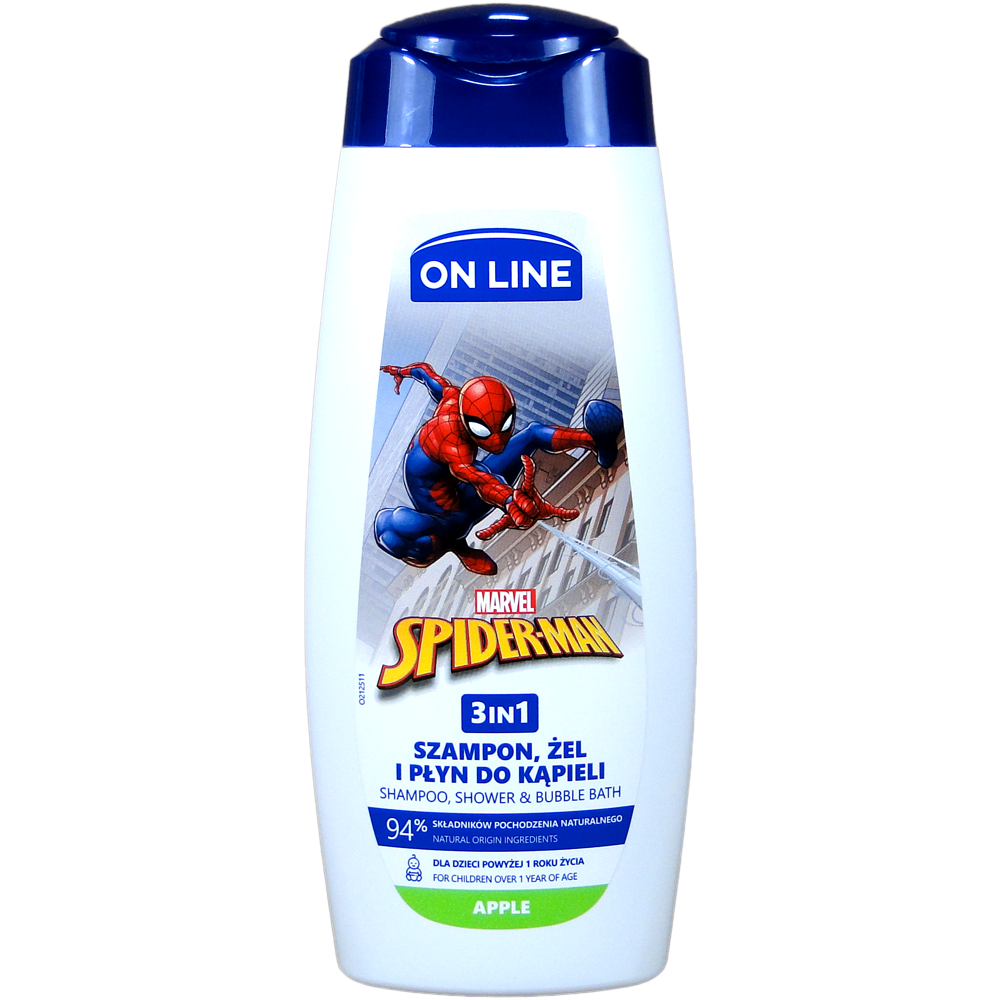 On Line Disney 3-in-1 Spiderman Kids 3-in-1 Shampoo, Shower Gel & Foam, 400 mL