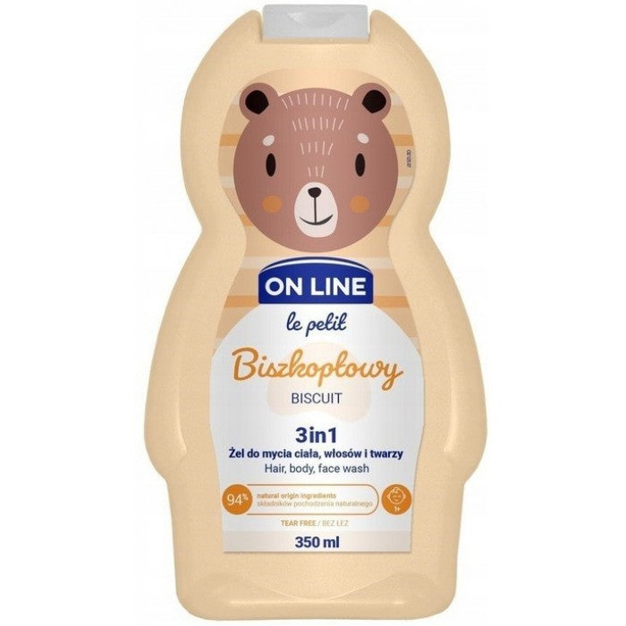 On Line Le Petit 3-in-1 Biscuit Kids Shampoo & Shower Gel, 350 mL