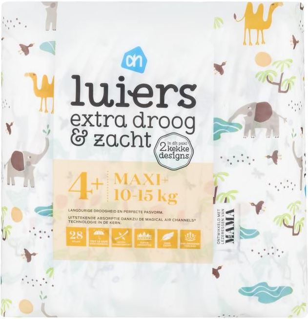 Albert Heijn Baby Diapers, Size 4+, 28 pcs, 10-15 kg