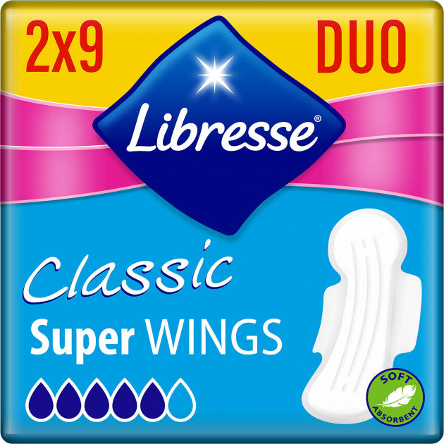 Libresse Classic Ultra Clip Super Duo Soft 7 mm Sanitary Pads, 18 pcs