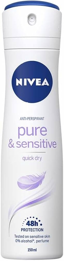 Nivea Pure & Sensitive Women's Antiperspirant Deodorant Spray, 150 mL