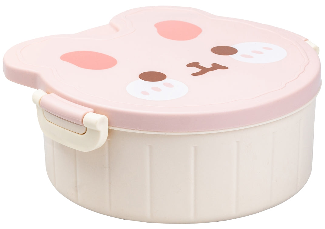Rabbit HP-12-270W White Kids' Lunch Box with Utensils, 18 x 18 x 7 cm