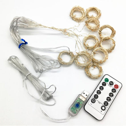 ZABI-12 G USB Dew Drops Wire Curtain Lights with Remote, Gold Light, 3 x 2 m - Image 4