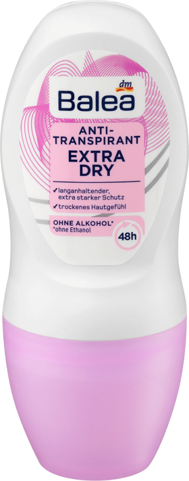 Balea Extra Dry Women's Roll-On Deodorant, 50 mL