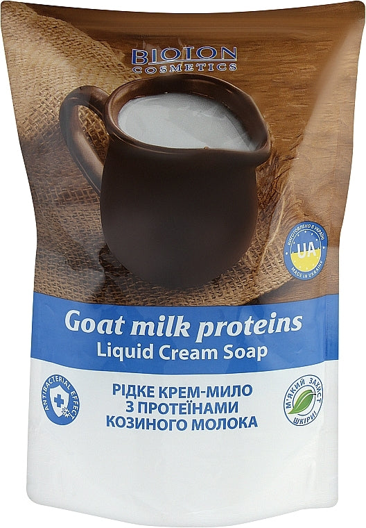 Bioton Cosmetics Goat Milk Protein Liquid Cream Soap Refill Pouch, 500 mL