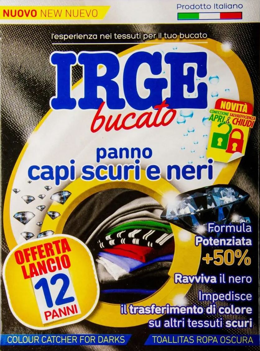 Irge Laundry Color Catcher Sheets for Black Fabrics, 12 pcs