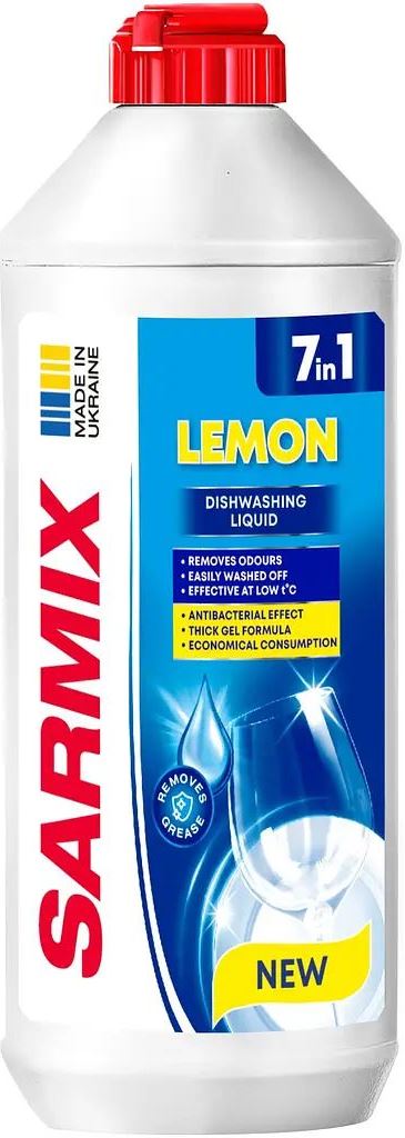 Sarmix 7-in-1 Lemon Dishwashing Liquid, 500 mL