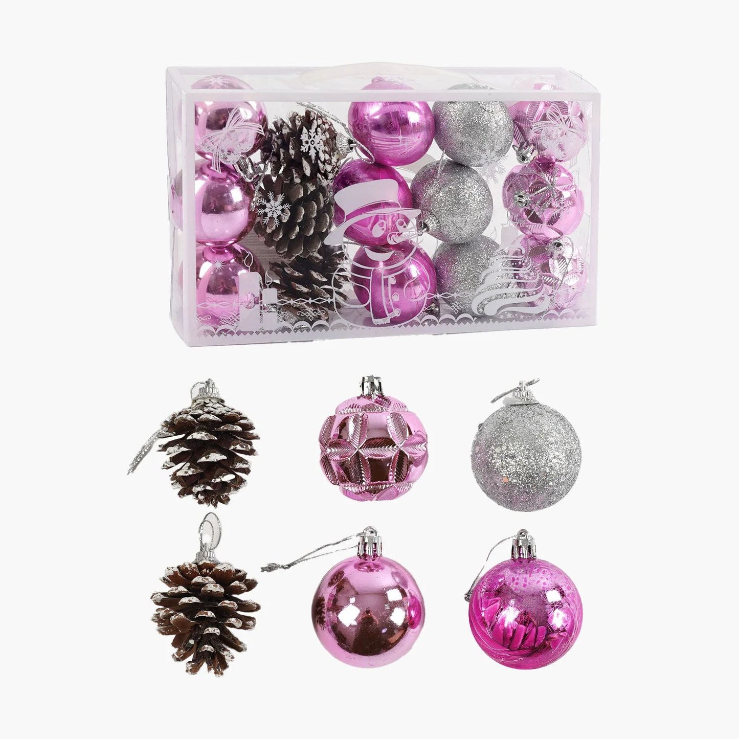 C 67313 Ball & Pine Cone Christmas Ornament Set, 5 cm Diameter, 15 pcs