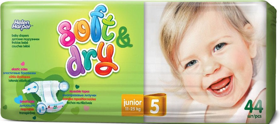 Helen Harper Soft & Dry Junior 5 Baby Diapers, 44 pcs, 11-25 kg
