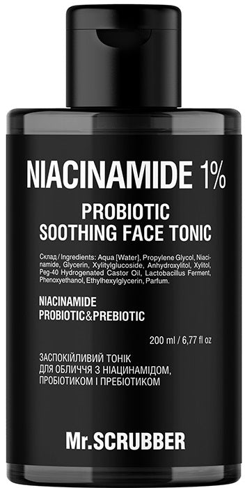 Mr. Scrubber Niacinamide 1% Soothing Facial Toner with Niacinamide, Probiotic & Prebiotic, 200 mL