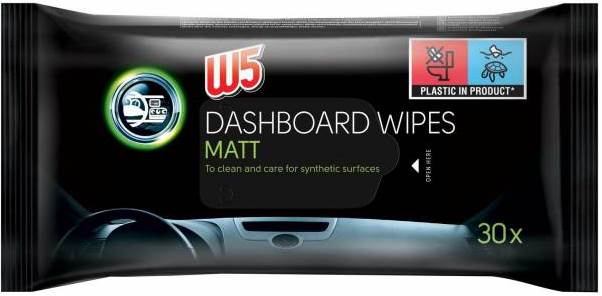 W5 Dashboard Wipes Matt Car Interior Wet Wipes, 30 pcs