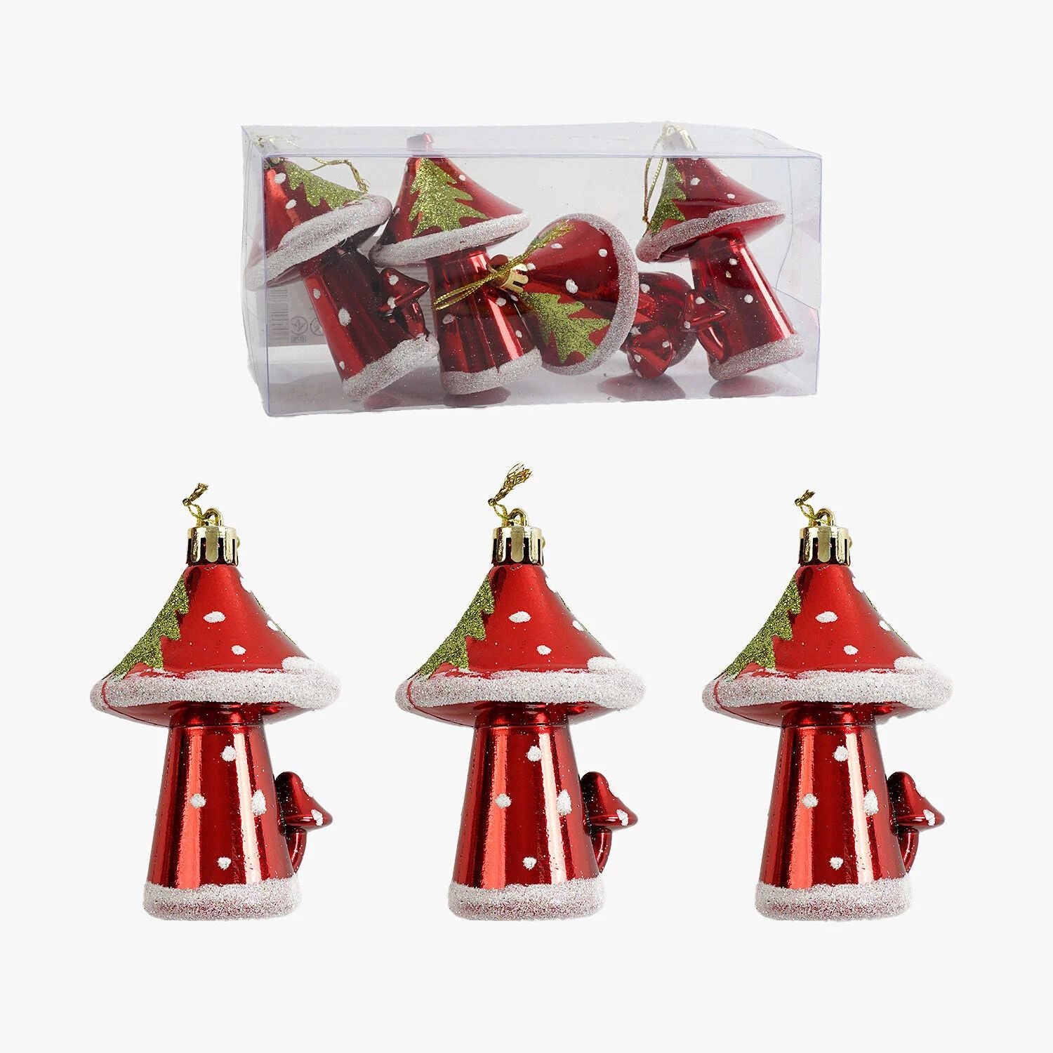 C 67193 Mushroom Christmas Ornaments, 9.5 cm, 4 pcs