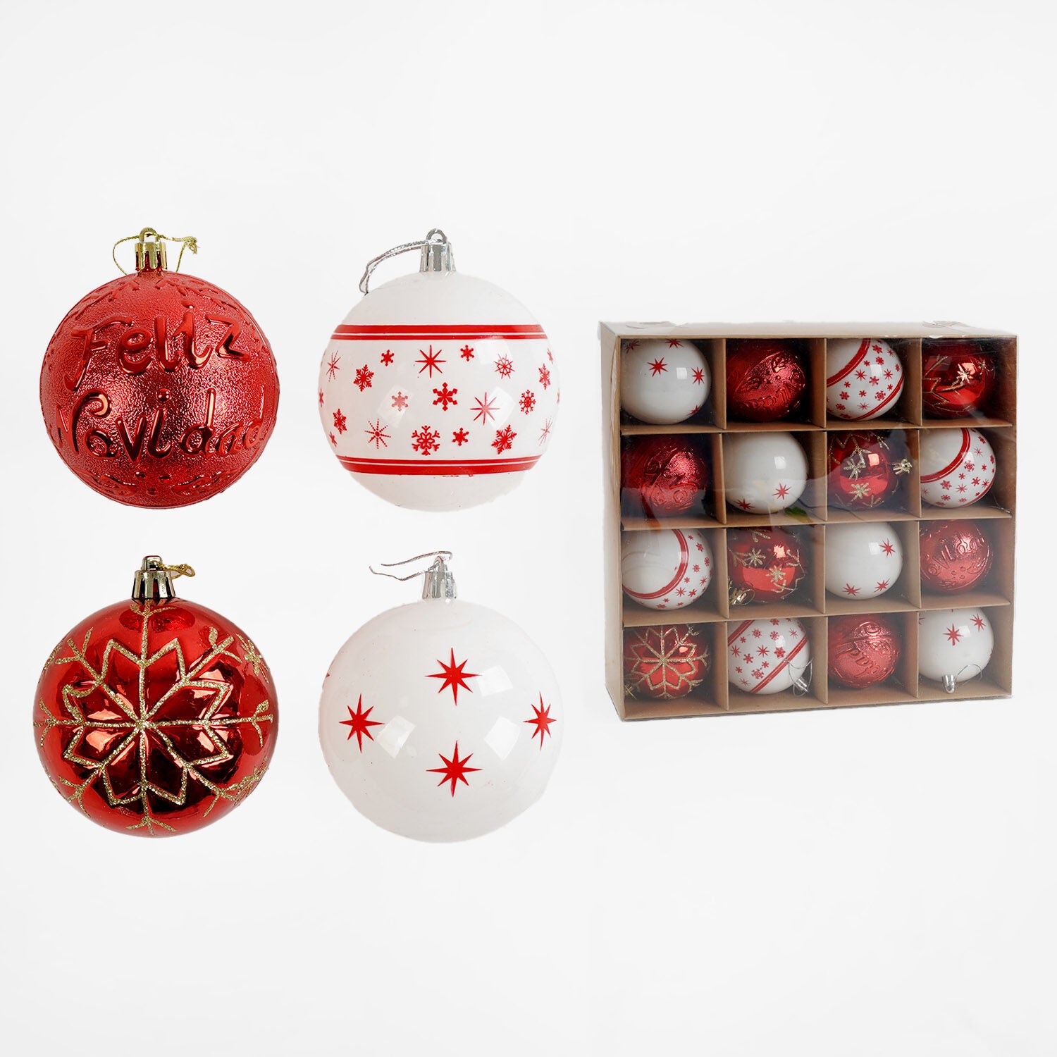 C 67492 Christmas Ball Ornaments, 7 cm Diameter, 16 pcs