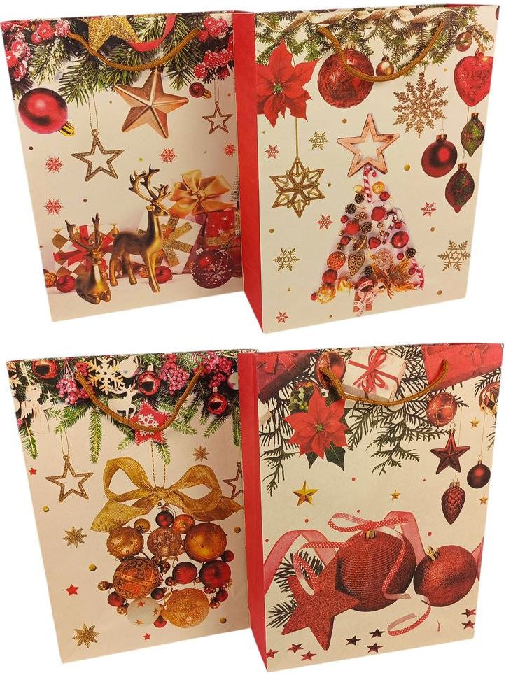 NPZ-005 M New Year Kraft Gift Bag, 27 x 21 x 9 cm