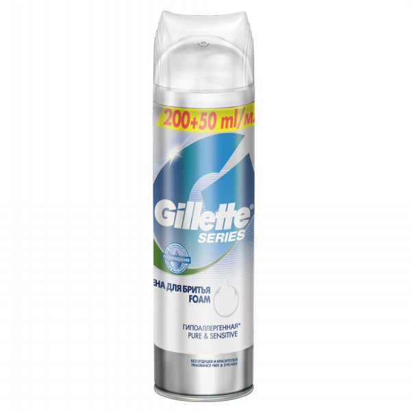 Gillette Mach 3 Pure Sensitive Hypoallergenic Shaving Foam, 250 mL